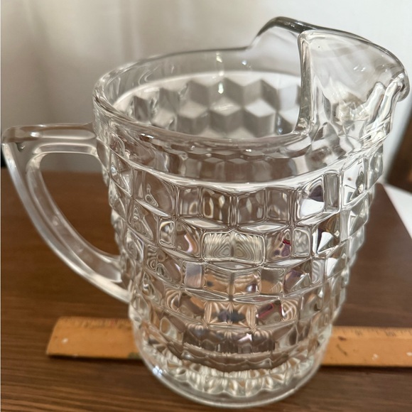 Vtg Fostoria Crystal Water Pitcher Brutalist 1/2 Gal Ice Lip Large Clear Glass - Picture 9 of 10